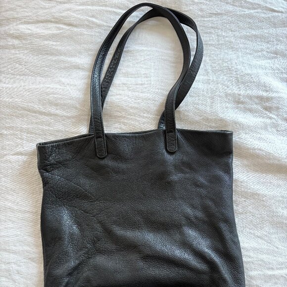 BAGGU Black Leather Tote Bag - Picture 3 of 3